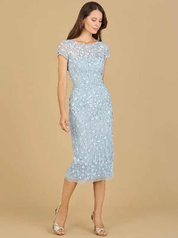 Long - train wedding dresses with a sweep train option​ Lara Dresses 29186 Cap Sleeve Cocktail Midi Dress