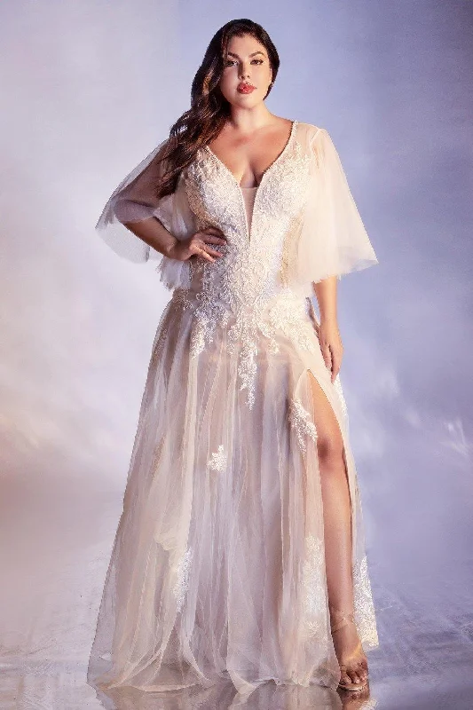 Chiffon and tulle combination wedding dresses Cinderella Divine CB070C Long Curve Flowy Bridal Gown Chiffon and tulle combination wedding dresses Cinderella Divine CB070C Long Curve Flowy Bridal Gown