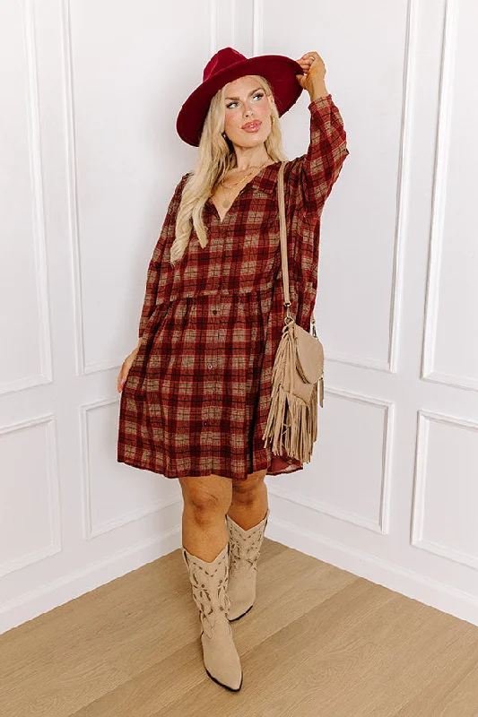 Strapless mini dresses for a beach vacation Cheery Mood Plaid Tunic Dress in Wine Curves Strapless mini dresses for a beach vacation Cheery Mood Plaid Tunic Dress in Wine Curves