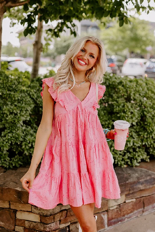 Mini dresses with polka dot patterns Write It Down Eyelet Dress