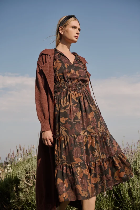 Midi dresses with geometric cutouts for a contemporary and edgy look Larba Floral Henri Smocked Midi Dress Midi dresses with geometric cutouts for a contemporary and edgy look Larba Floral Henri Smocked Midi Dress