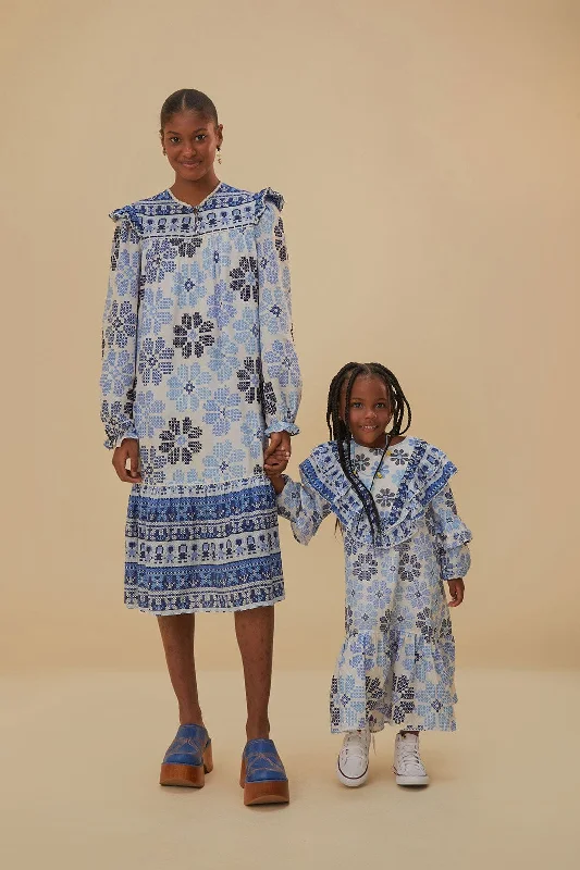 Midi dresses with wrap - around skirts for a customizable fit Off-White Stitched Flowers And Girls Midi Dress