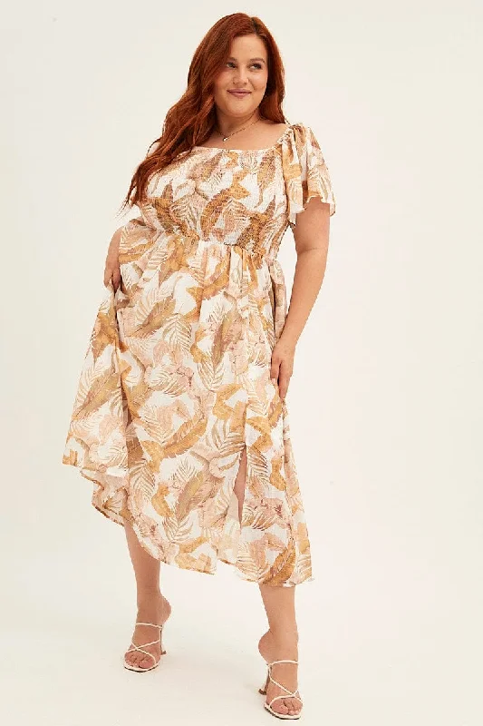 Midi dresses with satin - finish fabrics for a luxurious feel Yellow Floral Midi Dress Short Sleeve Shirred Back Tie Dress Midi dresses with satin - finish fabrics for a luxurious feel Yellow Floral Midi Dress Short Sleeve Shirred Back Tie Dress