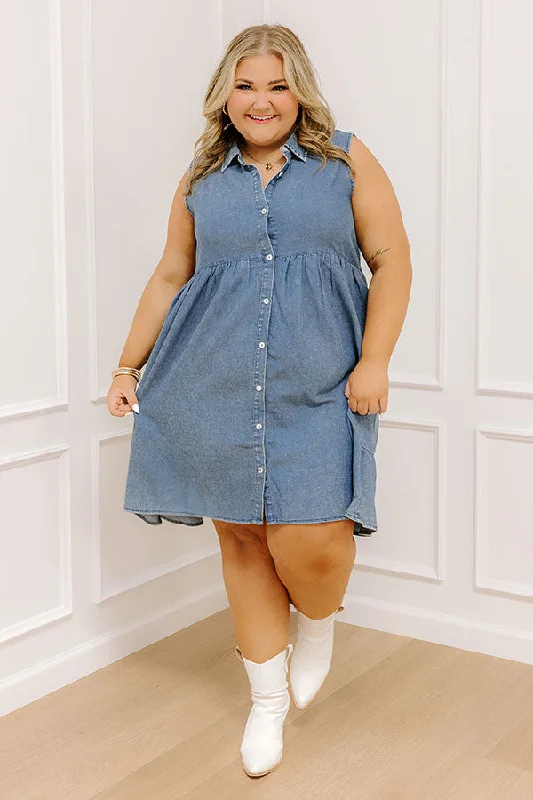 Sequined mini dresses for New Year's Eve Ocean Retreat Chambray Mini Dress Curves