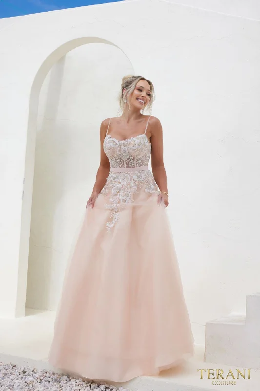 Maternity dress for a baby's first visit to the indoor garden Terani Couture 241P2025 Long A Line Prom Dress Maternity dress for a baby's first visit to the indoor garden Terani Couture 241P2025 Long A Line Prom Dress
