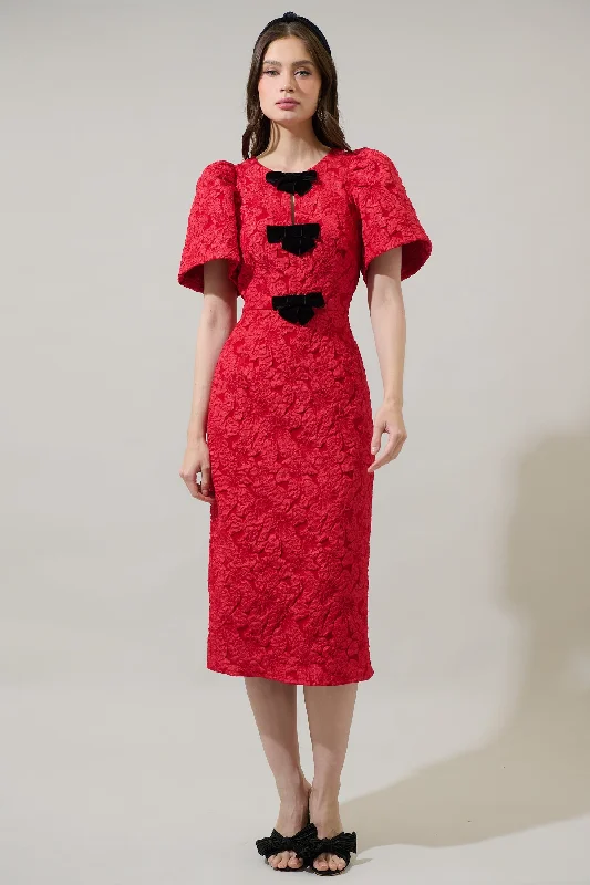 High - low midi dresses with geometric patterns for a modern party Arielle Jacquard Tania Short Sleeve Midi Dress High - low midi dresses with geometric patterns for a modern party Arielle Jacquard Tania Short Sleeve Midi Dress