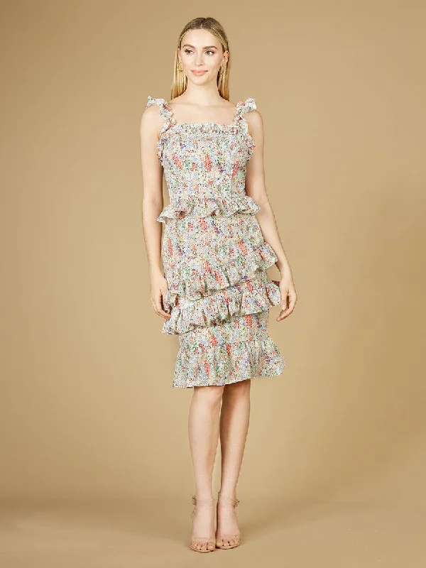 Beach - friendly wedding dresses made of lightweight fabric Lara Dresses 29272 Sleeveless Print Midi Dress Beach - friendly wedding dresses made of lightweight fabric Lara Dresses 29272 Sleeveless Print Midi Dress