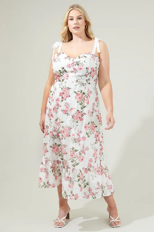 Midi dresses with satin - finish fabrics for a luxurious feel Villa Garden Eyelet Midi Dress Curve Midi dresses with satin - finish fabrics for a luxurious feel Villa Garden Eyelet Midi Dress Curve