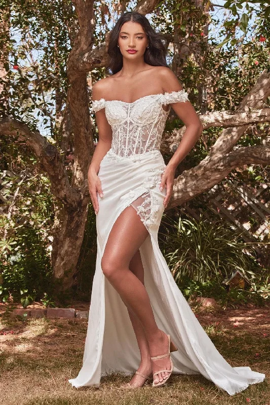 Wedding dresses with a belt made of crystals Cinderella Divine CD0186W Long Off Shoulder Wedding Gown Wedding dresses with a belt made of crystals Cinderella Divine CD0186W Long Off Shoulder Wedding Gown