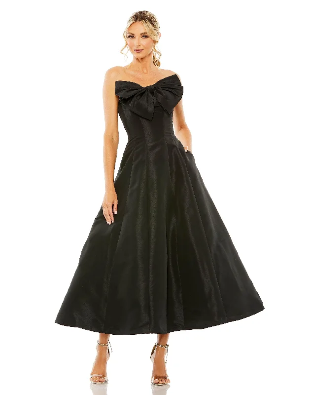 Wedding dresses with a corseted bodice for a cinched waist Mac Duggal 49605 Tea Length Strapless Dress Wedding dresses with a corseted bodice for a cinched waist Mac Duggal 49605 Tea Length Strapless Dress