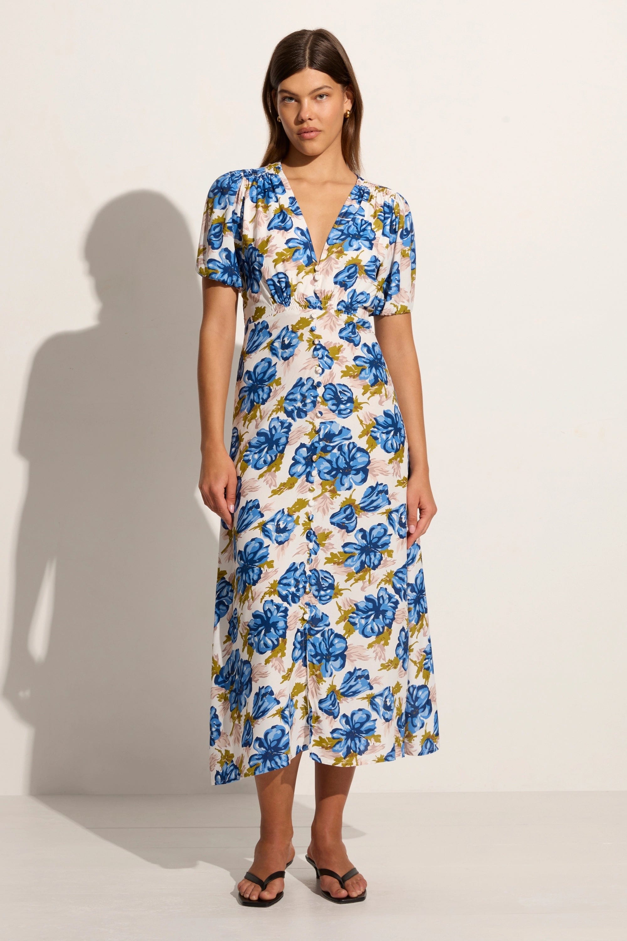 Midi dresses with button - front designs for a classic touch Bellavista Midi Dress Isadora Floral Navy - Final Sale Midi dresses with button - front designs for a classic touch Bellavista Midi Dress Isadora Floral Navy - Final Sale