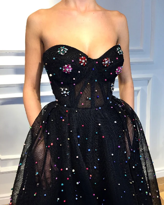 Mini dresses with pocket details for added functionality Pinwheel Embellished Gown