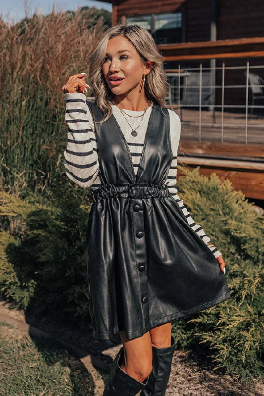 Polyester mini dresses for easy care Fabulous Approach Faux Leather Mini Dress