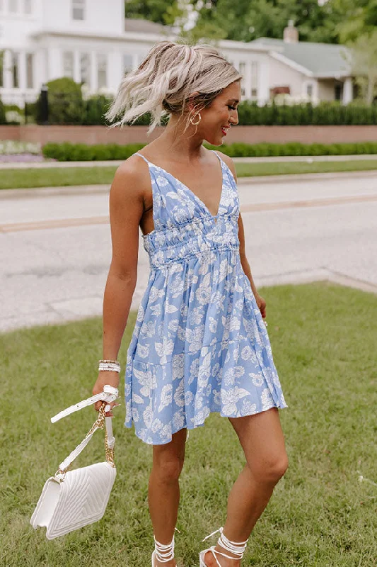 Sequined mini dresses for New Year's Eve Cutie Pie Floral Babydoll Dress In Sky Blue Sequined mini dresses for New Year's Eve Cutie Pie Floral Babydoll Dress In Sky Blue