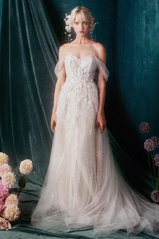 Wedding dresses with a belt made of crystals Andrea & Leo A0822 Long Off Shoulder Wedding Dress Bridal Sale Wedding dresses with a belt made of crystals Andrea & Leo A0822 Long Off Shoulder Wedding Dress Bridal Sale