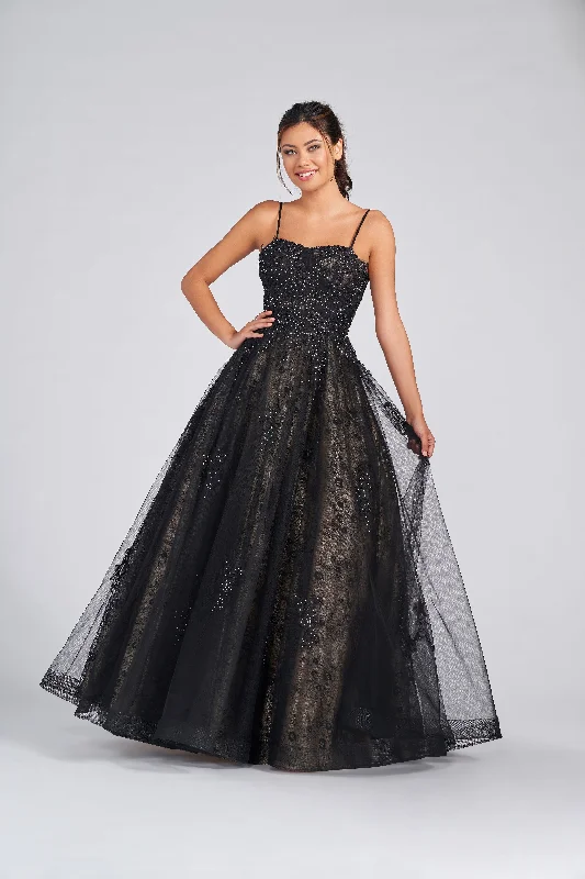 Maternity dress for a baby's first visit to the community garden Colette CL12248 Applique Long Prom Formal Dress