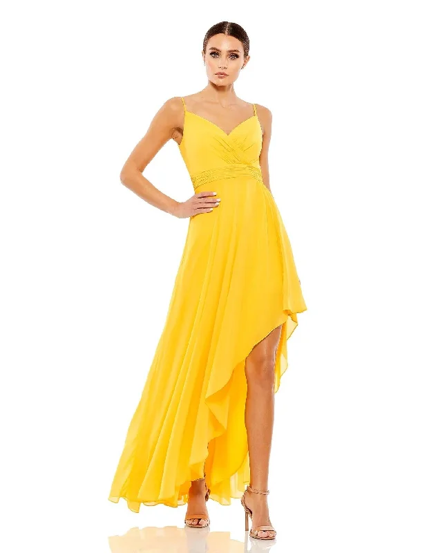 Wedding dresses with a ruched bodice for a textured look Mac Duggal 70191 High Low Spaghetti Strap Chiffon Prom Gown Wedding dresses with a ruched bodice for a textured look Mac Duggal 70191 High Low Spaghetti Strap Chiffon Prom Gown