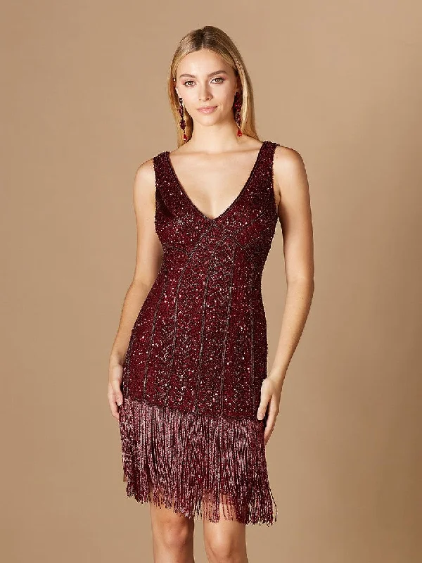 Trumpet - style wedding dresses with a train​ Lara Dresses 29361 Sleeveless Fringe Cocktail Dress