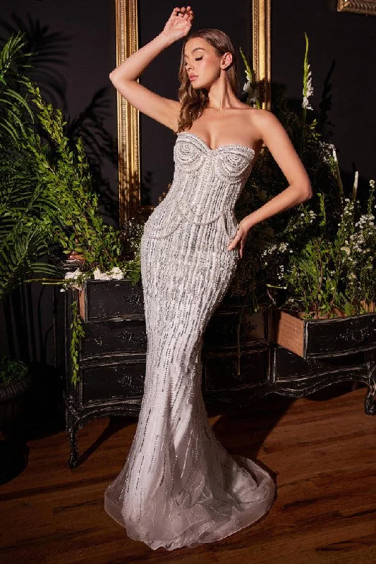 Sheath satin wedding dresses for a sleek appearance Andrea & Leo A1184 Strapless Pearl Mermaid Prom Gown Sheath satin wedding dresses for a sleek appearance Andrea & Leo A1184 Strapless Pearl Mermaid Prom Gown