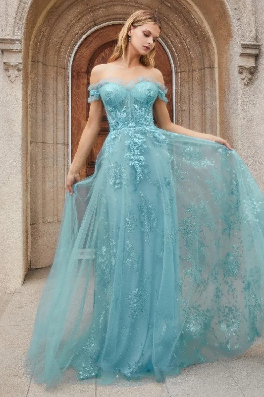 Wedding dresses with a dropped waist for a retro style Andrea & Leo A1154 Off Shoulder A Line Prom Gown Wedding dresses with a dropped waist for a retro style Andrea & Leo A1154 Off Shoulder A Line Prom Gown