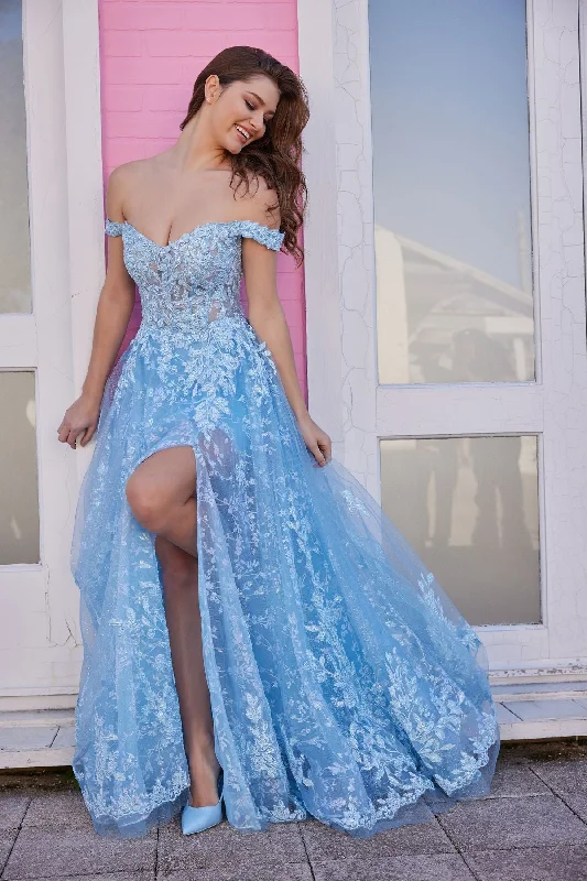 Maternity dress for a garden party Ellie Wilde EW35116 Prom Long Glitter Ball Gown