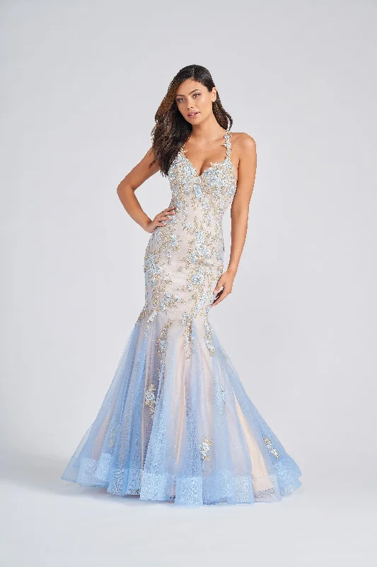 Maternity dress with empire waist for added comfort Colette CL12268 Floral Applique Formal Long Prom Mermaid Dress