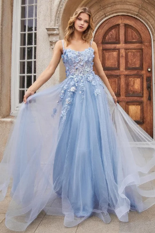 Wedding dresses with a dropped waist for a retro style Andrea & Leo A1142 Spaghetti Strap Floral Applique Prom Dress Wedding dresses with a dropped waist for a retro style Andrea & Leo A1142 Spaghetti Strap Floral Applique Prom Dress