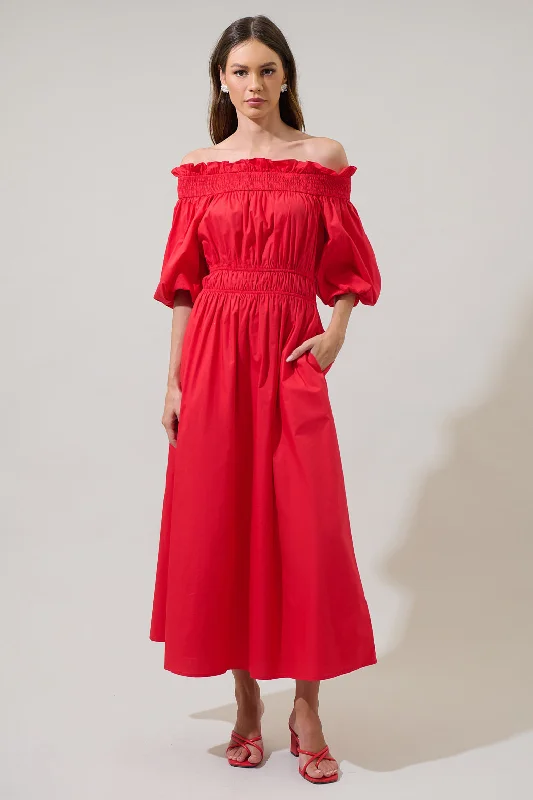 Midi dresses with printed lining for a hidden and stylish detail Magna Town Off the Shoulder Midi Dress Midi dresses with printed lining for a hidden and stylish detail Magna Town Off the Shoulder Midi Dress