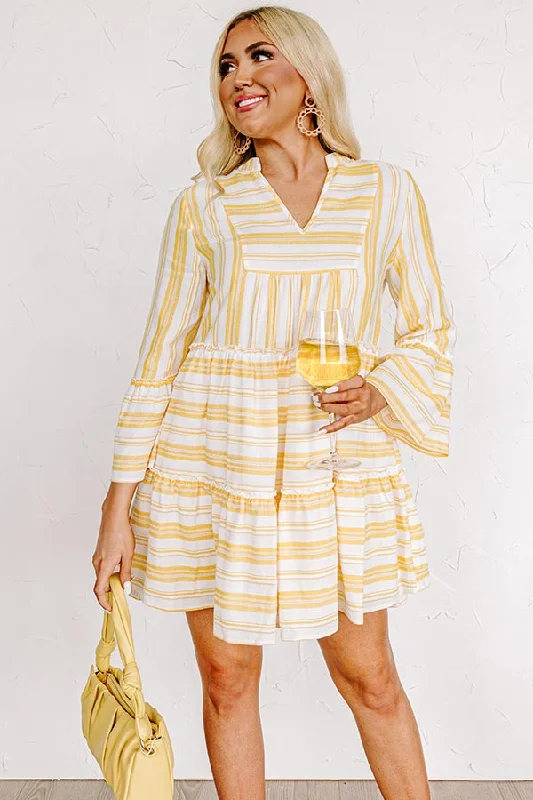 Mini dresses with criss - cross backs for a flirty look Florida Bound Shift Dress In Marigold