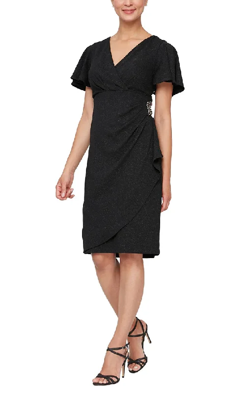 Maternity dress for a New Year's Eve celebration SL Fashions 9127166 Metallic Knit Sheath Short Dress Maternity dress for a New Year's Eve celebration SL Fashions 9127166 Metallic Knit Sheath Short Dress