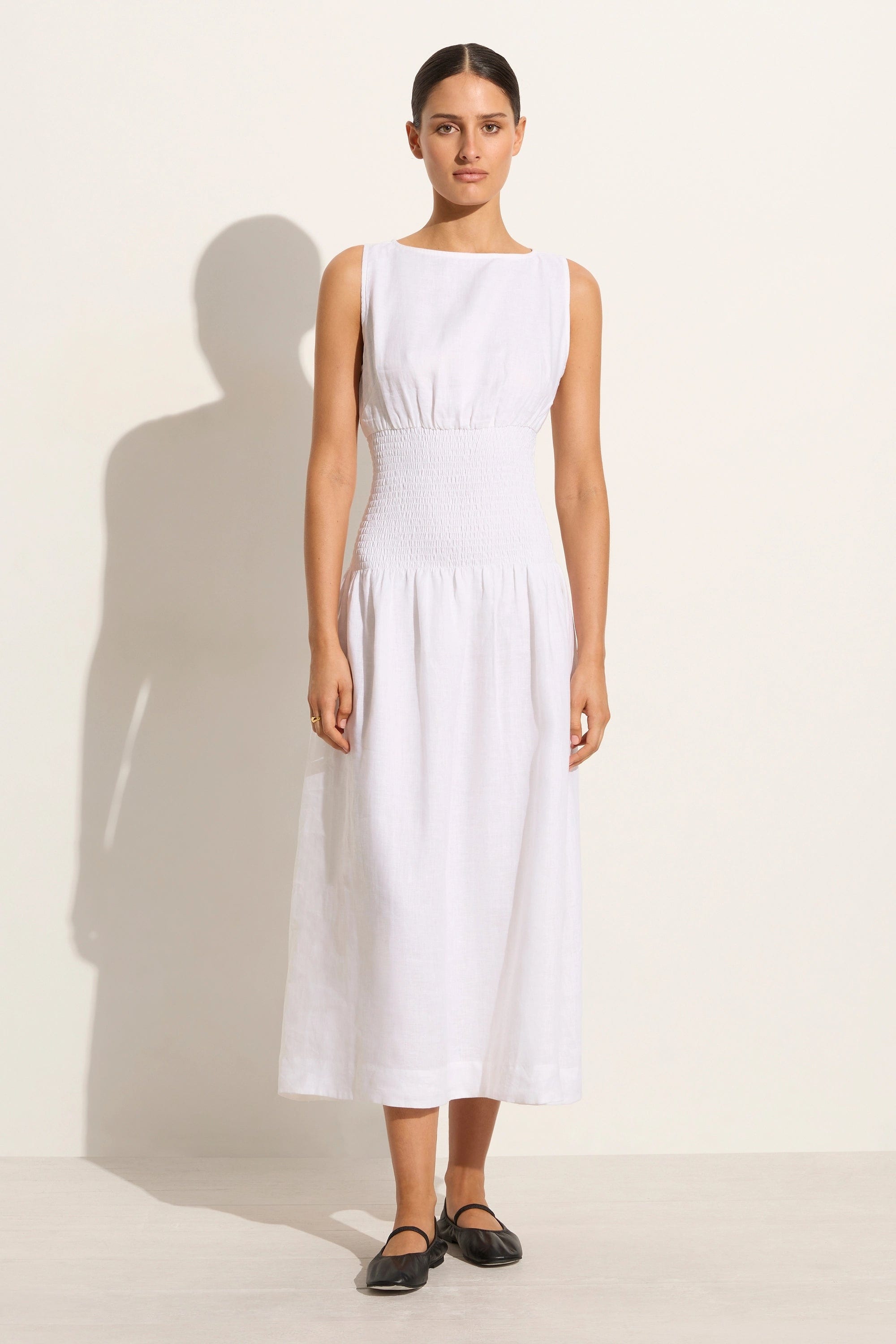 Midi dresses with denim fabric for a casual yet stylish day out La Canella Midi Dress White - Final Sale Midi dresses with denim fabric for a casual yet stylish day out La Canella Midi Dress White - Final Sale