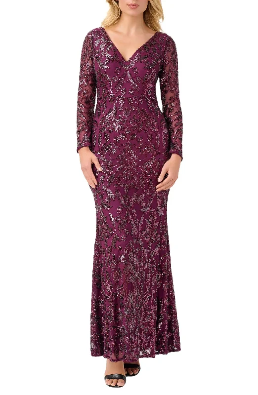 Sheer - panel wedding dresses with a touch of elegance Adrianna Papell AP1E209103 V-Neck Long Sleeve Bodycon Formal Dress Sheer - panel wedding dresses with a touch of elegance Adrianna Papell AP1E209103 V-Neck Long Sleeve Bodycon Formal Dress