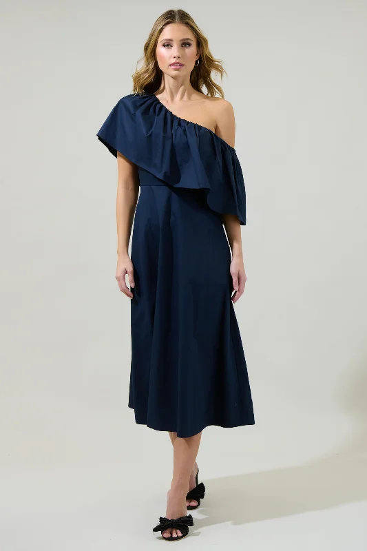 Midi dresses with printed lining for a hidden and stylish detail Prissy Searcy One Shoulder Midi Dress Midi dresses with printed lining for a hidden and stylish detail Prissy Searcy One Shoulder Midi Dress