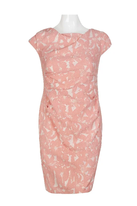 V - neck organza wedding dresses for a romantic touch Adrianna Papell AP1D104091 W Cap Sleeve Short Floral Metallic Jacquard Dress V - neck organza wedding dresses for a romantic touch Adrianna Papell AP1D104091 W Cap Sleeve Short Floral Metallic Jacquard Dress
