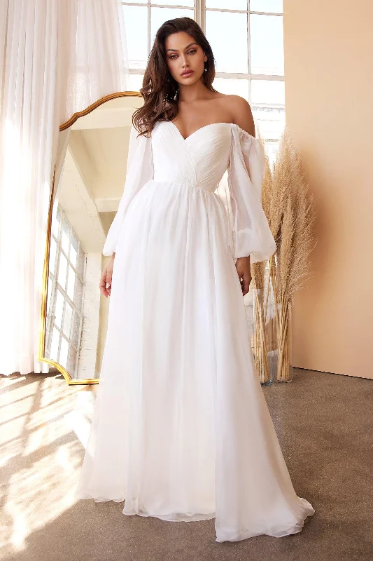 Wedding dresses with a lace - trimmed veil attachment Cinderella Divine CD243W Sheer Sleeves Wedding Dress Wedding dresses with a lace - trimmed veil attachment Cinderella Divine CD243W Sheer Sleeves Wedding Dress