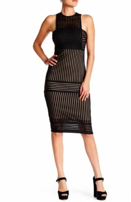 Midi dresses with keyhole backs for a flirty and unexpected detail Rules of Intent Sheer Striped Black Body-Con Midi Dress Midi dresses with keyhole backs for a flirty and unexpected detail Rules of Intent Sheer Striped Black Body-Con Midi Dress