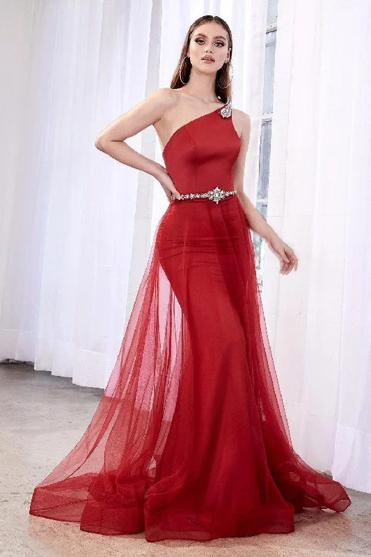 Off - the - shoulder wedding dresses with ruffled sleeves Cinderella Divine A0080 One Shoulder Prom Dress Off - the - shoulder wedding dresses with ruffled sleeves Cinderella Divine A0080 One Shoulder Prom Dress