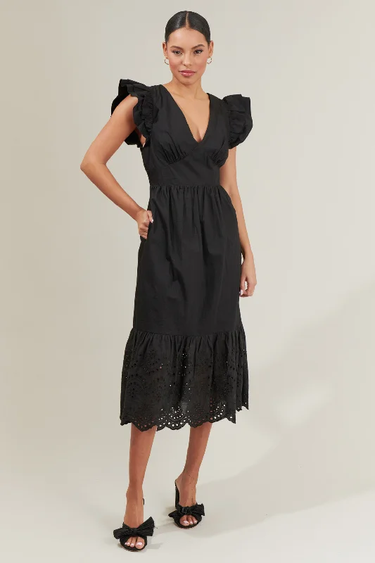 Midi dresses with pleated skirts for a timeless and elegant appeal Zayla Poplin Eyelet Midi Dress Midi dresses with pleated skirts for a timeless and elegant appeal Zayla Poplin Eyelet Midi Dress