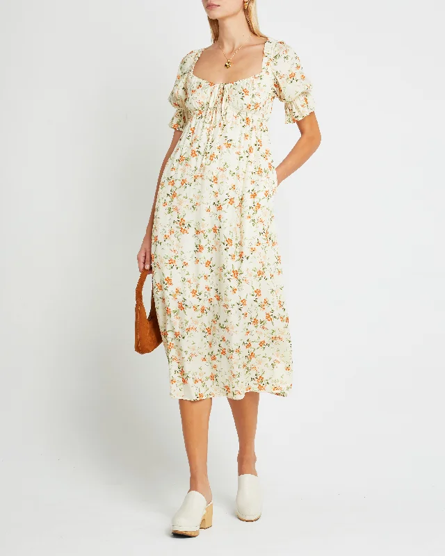 Midi dresses with lace - up fronts for a unique and adjustable style Monet Dress