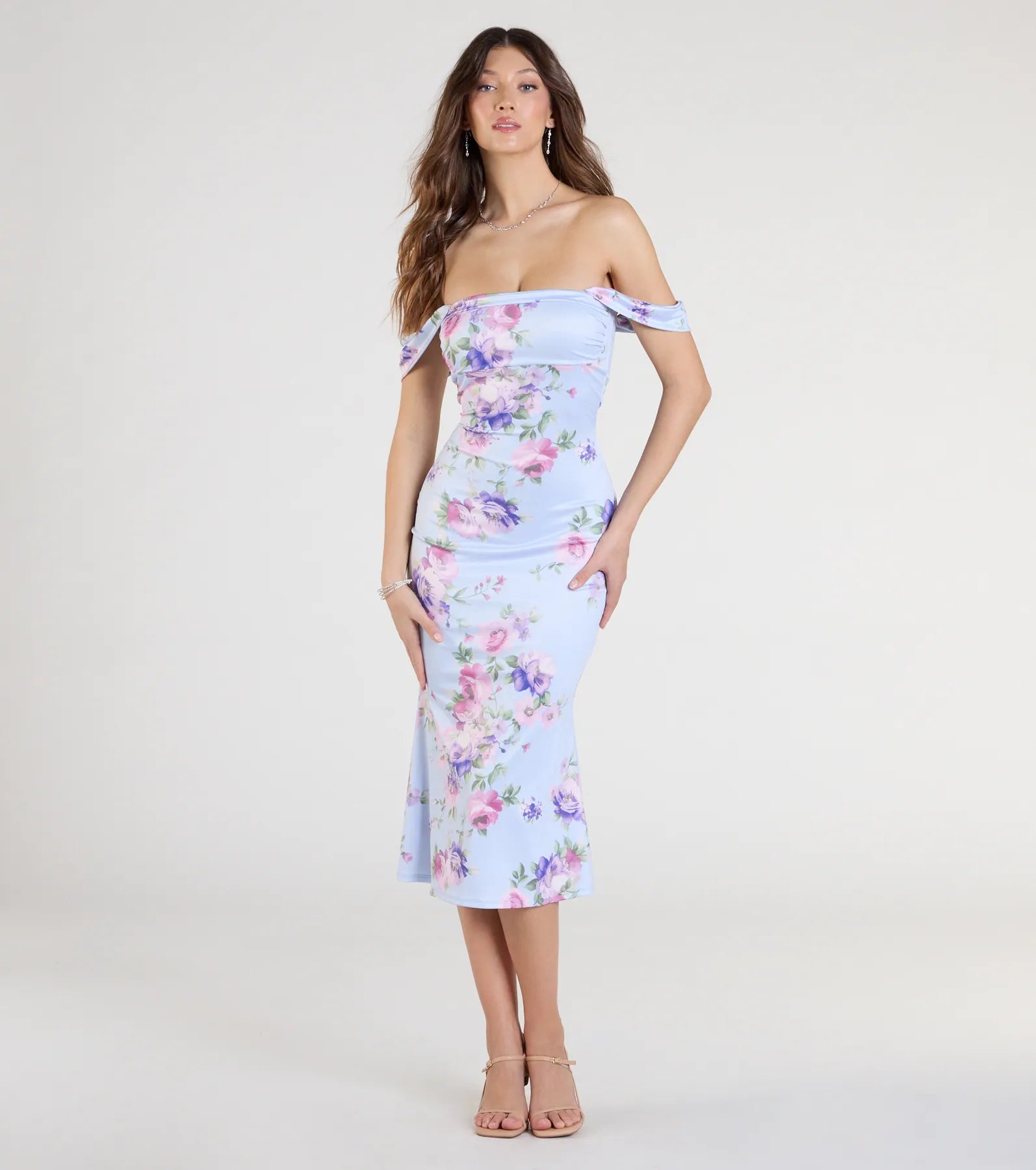 Midi dresses with off - the - shoulder necklines for a flirty look Special Something Off-The-Shoulder Floral Midi Dress Midi dresses with off - the - shoulder necklines for a flirty look Special Something Off-The-Shoulder Floral Midi Dress