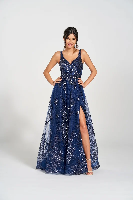 Maternity dress for a baby's first visit to the library Colette CL12215 Glitter Formal Sequin Prom Long Dress