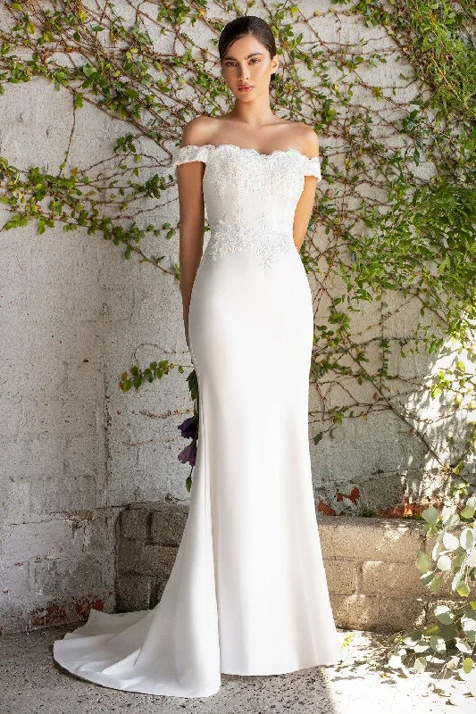 Embroidered wedding dresses with metallic threads Cinderella Divine CH238W Formal Long Bridal Gown Embroidered wedding dresses with metallic threads Cinderella Divine CH238W Formal Long Bridal Gown