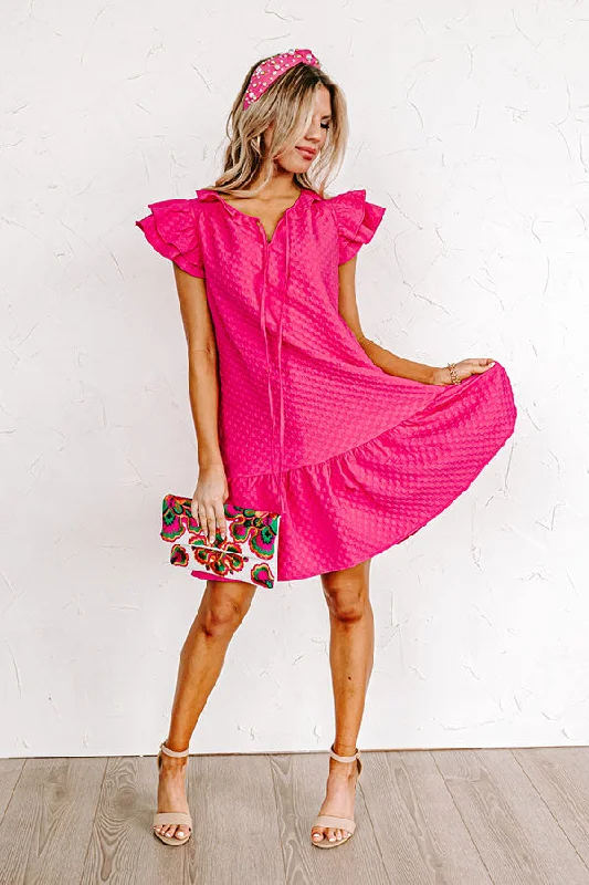 Mini dresses with fringe for a bohemian style Cutest In The Room Shift Dress In Hot Pink Mini dresses with fringe for a bohemian style Cutest In The Room Shift Dress In Hot Pink