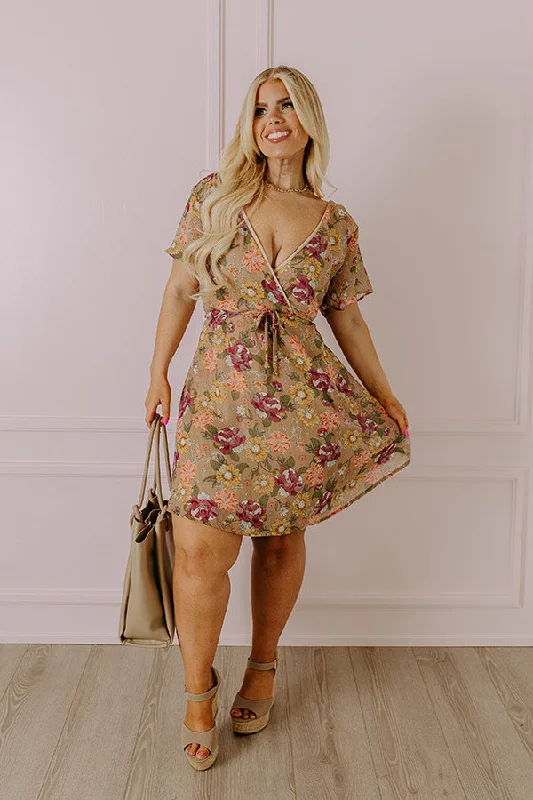Ruffled mini dresses for a romantic touch Sweet Like Honey Floral Mini Dress In Taupe Curves Ruffled mini dresses for a romantic touch Sweet Like Honey Floral Mini Dress In Taupe Curves