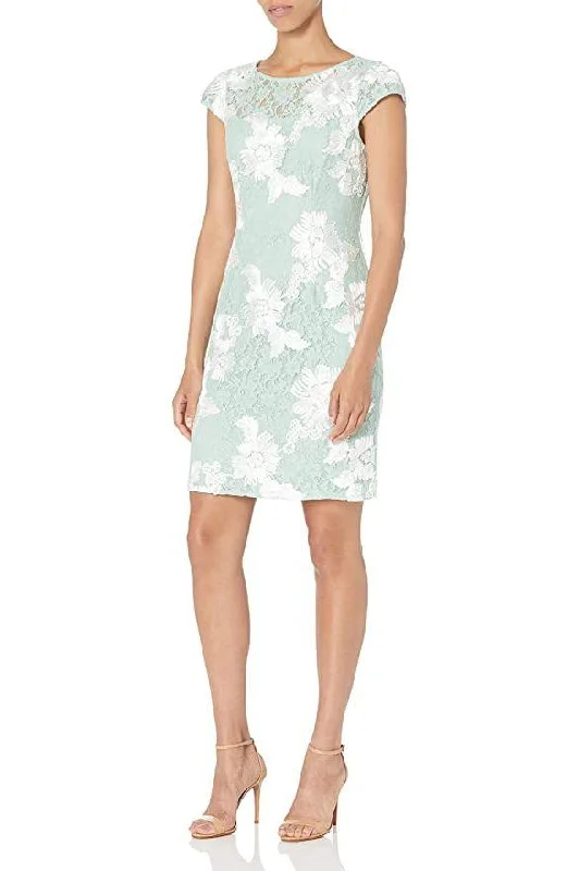 Sheath satin wedding dresses for a sleek appearance Adrianna Papell AP1D104038 Cap Sleeve Floral Short Bodycon Mesh Dress Sheath satin wedding dresses for a sleek appearance Adrianna Papell AP1D104038 Cap Sleeve Floral Short Bodycon Mesh Dress