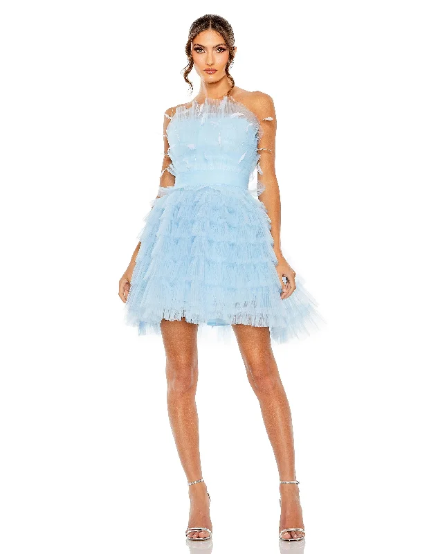 Chiffon and tulle combination wedding dresses Mac Duggal 20529 Short Strapless Homecoming Cocktail Dress Chiffon and tulle combination wedding dresses Mac Duggal 20529 Short Strapless Homecoming Cocktail Dress