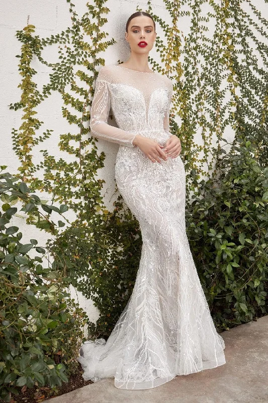 Halter - neck wedding dresses with a unique neckline Cinderella Divine A1085W Long Fitted Wedding Gown Halter - neck wedding dresses with a unique neckline Cinderella Divine A1085W Long Fitted Wedding Gown