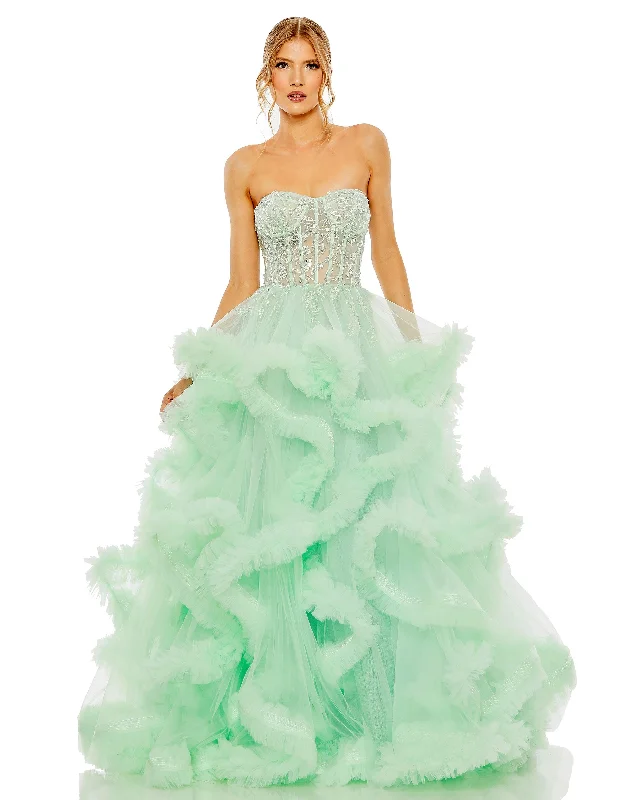 Vintage - themed wedding dresses with pearl accents Mac Duggal 20542 Prom Long Strapless Ball Gown Vintage - themed wedding dresses with pearl accents Mac Duggal 20542 Prom Long Strapless Ball Gown
