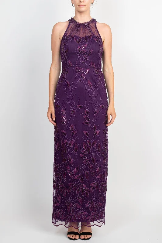 Off - the - shoulder wedding dresses with ruffled sleeves Adrianna Papell AP1E209275 Sleeveless Long Embroidered Formal Dress Off - the - shoulder wedding dresses with ruffled sleeves Adrianna Papell AP1E209275 Sleeveless Long Embroidered Formal Dress