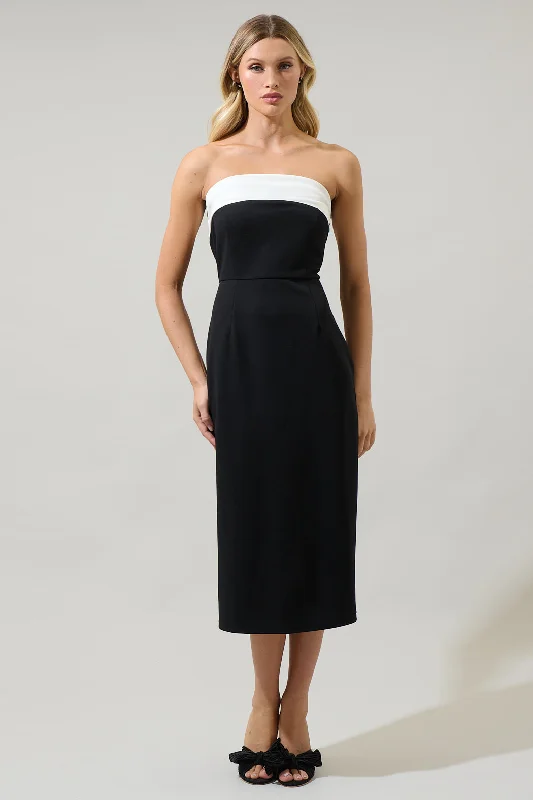 Midi dresses with bow accents for a sweet and charming look Stella Strapless Color Block Midi Dress Midi dresses with bow accents for a sweet and charming look Stella Strapless Color Block Midi Dress